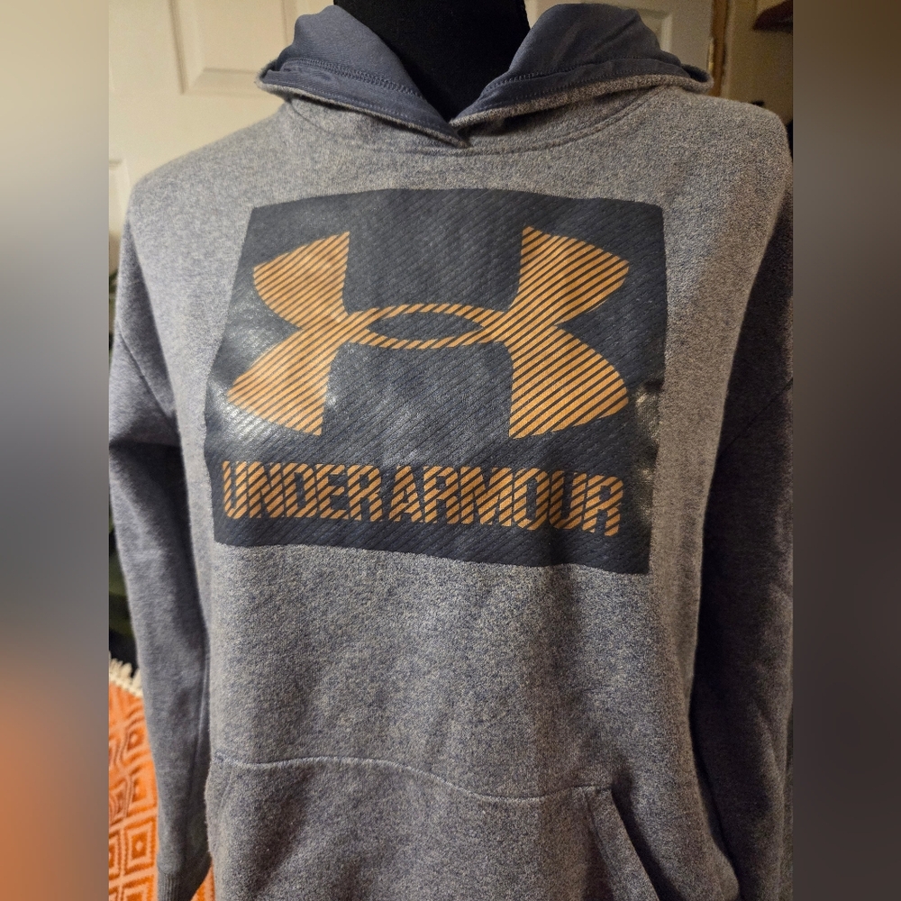 Under Armour Heather Grey Unisex Pullover Hoodie Sz Youth XL - Picture 4 of 10